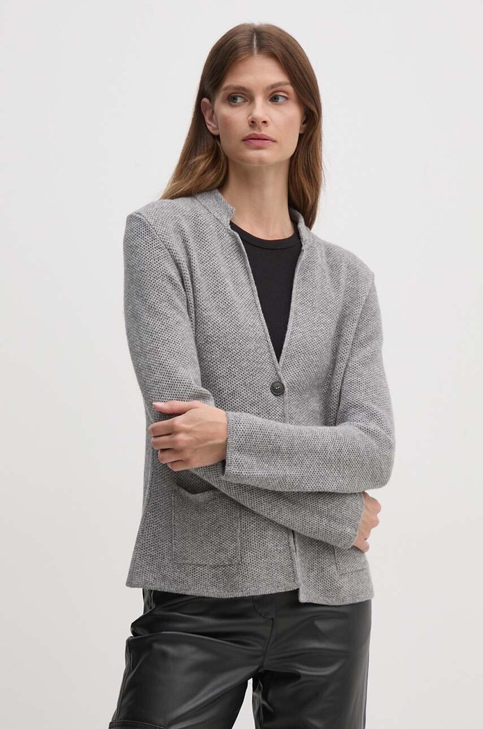 Kardigan s příměsí vlny United Colors of Benetton šedá 1235D6934