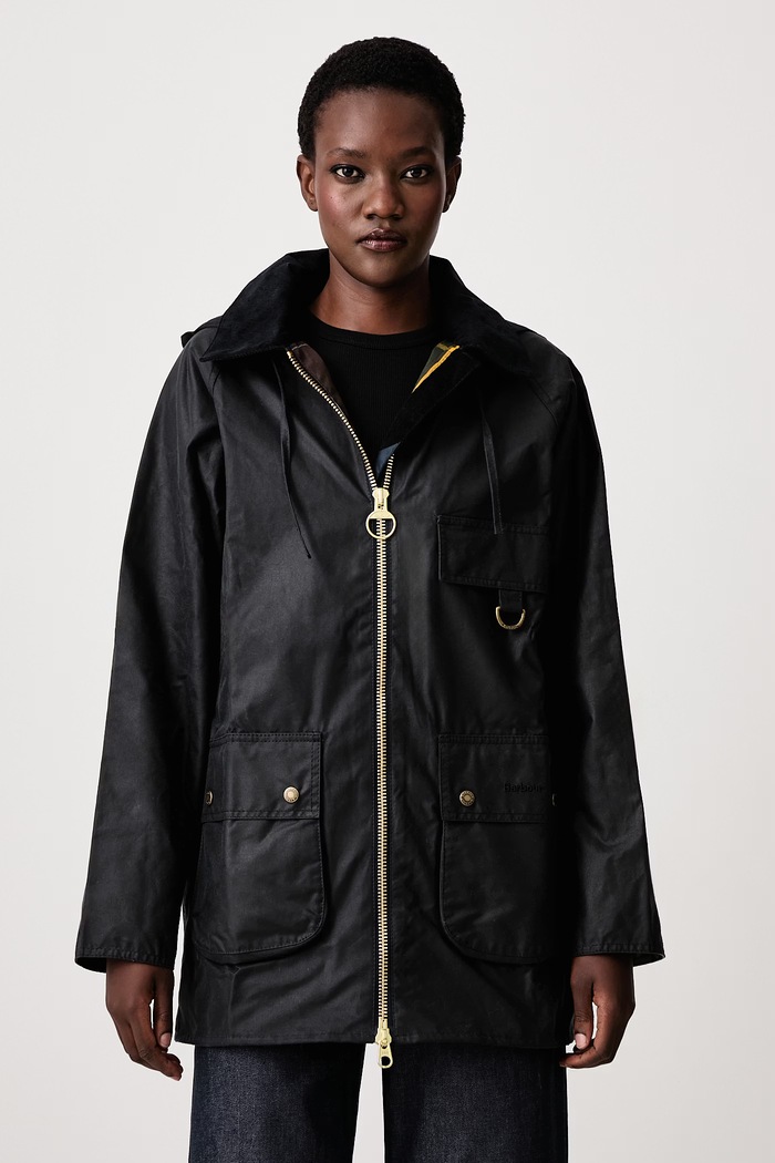Barbour Długa kurtka damska bawełniana HIGHCLERE granatowy LWX1262