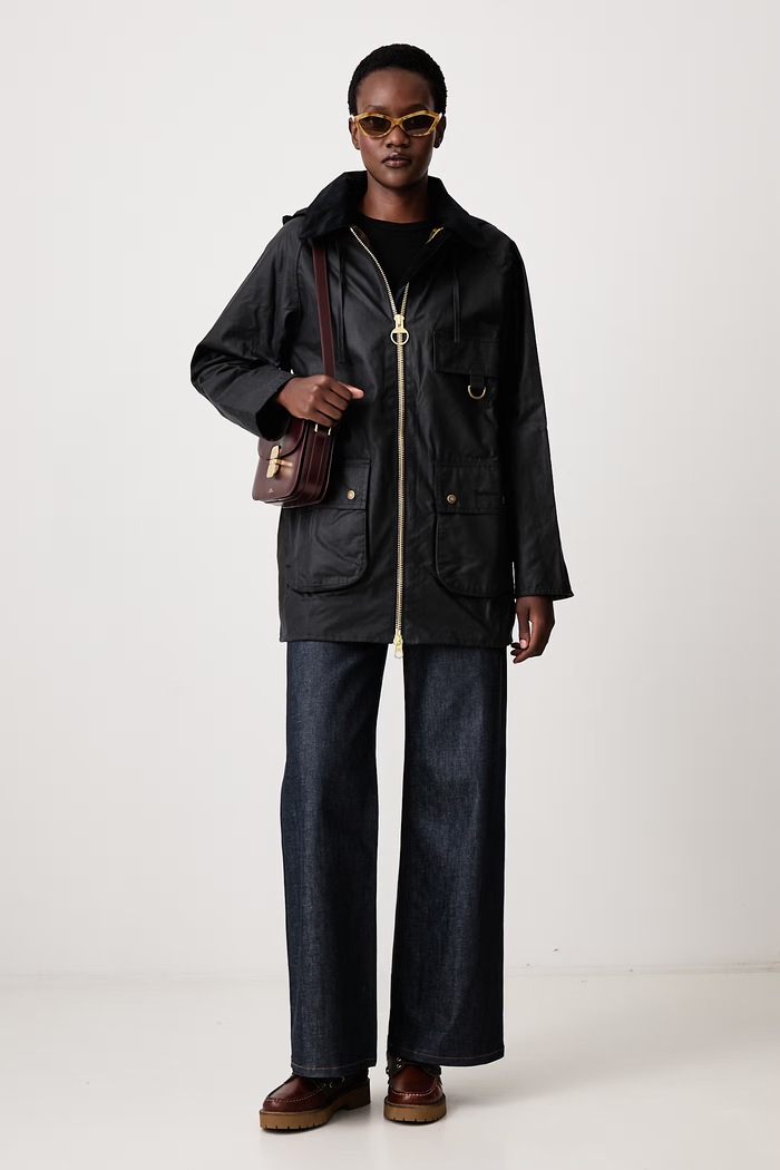 Barbour Długa kurtka damska bawełniana HIGHCLERE LWX1262 granatowy AA00