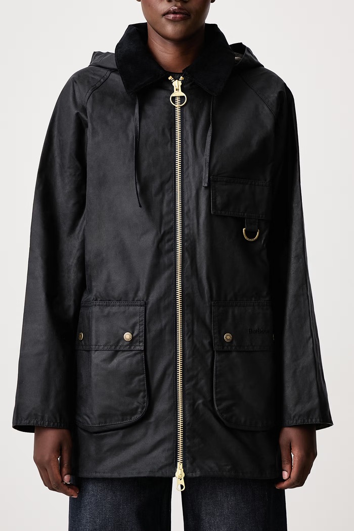 Długa kurtka damska bawełniana HIGHCLERE Barbour granatowy LWX1262