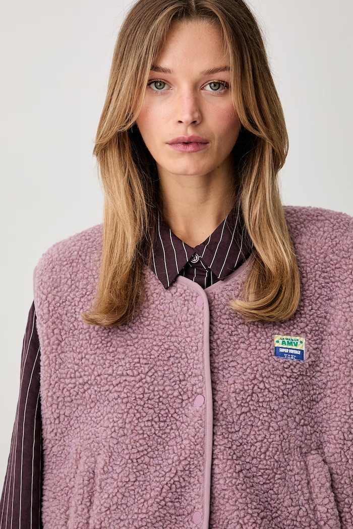 American Vintage vestă pentru femei din polar roz HOK16B