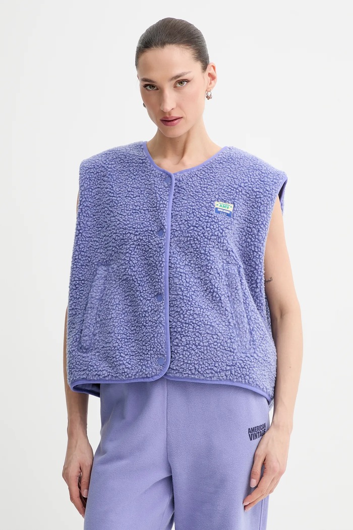 American Vintage vestă pentru femei din polar necaptusit violet HOK16B