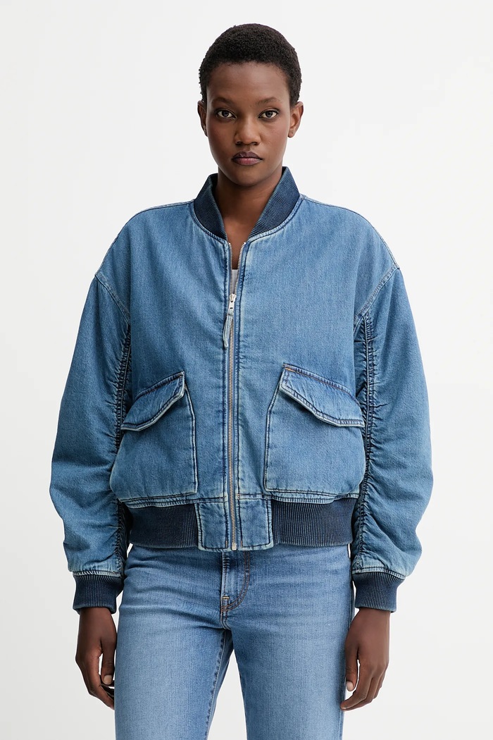 Džínsová bomber bunda Levi's bez kapucne modrá A7262.0009