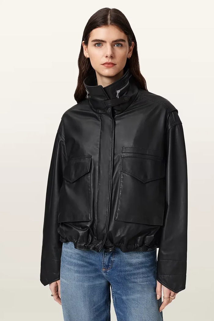 AllSaints bomberka damska skórzana czarny W110LD