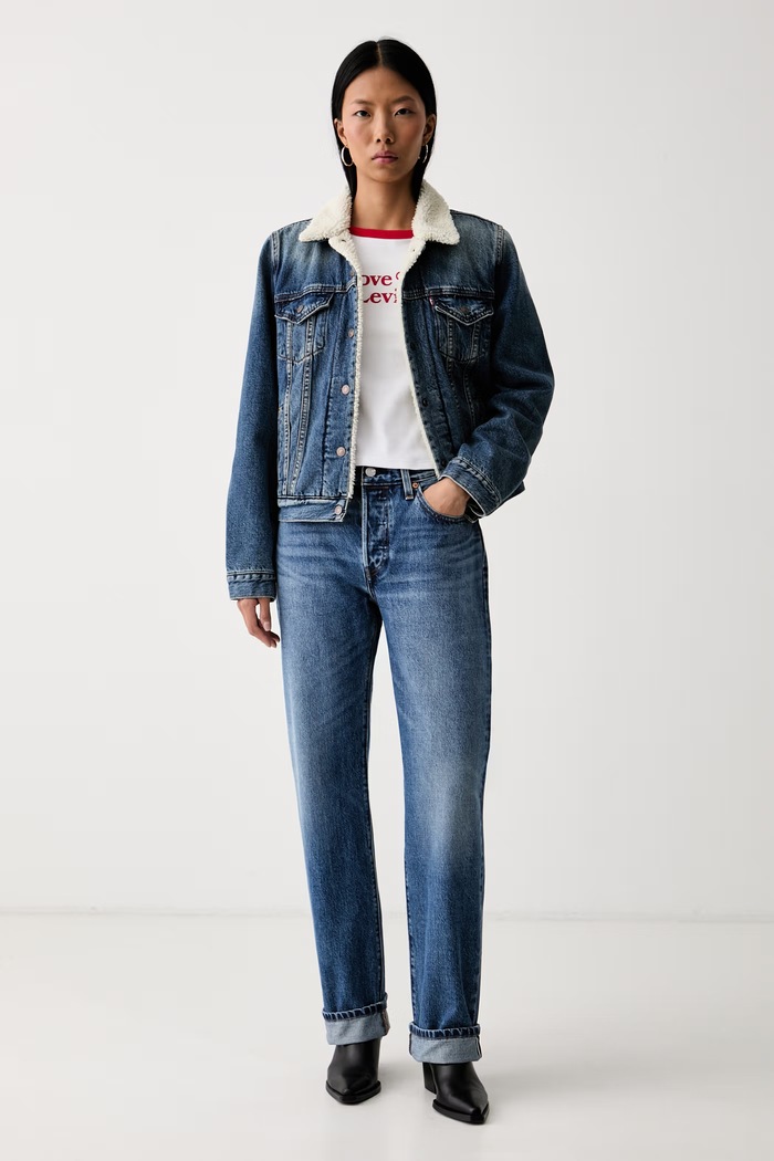 Levi's дънково яке дамско от памук ORIGINAL SHERPA 36136.0140 син AA00