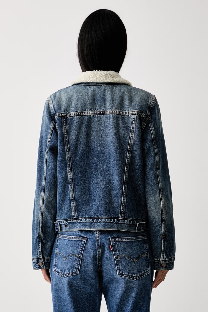 Дрехи Levi's дънково яке дамско от памук ORIGINAL SHERPA 36136.0140 син