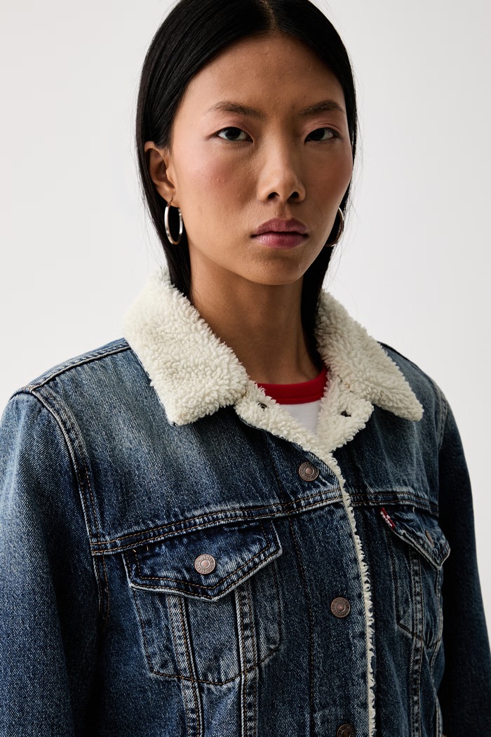 Levi's дънково яке дамско от памук ORIGINAL SHERPA син 36136.0140