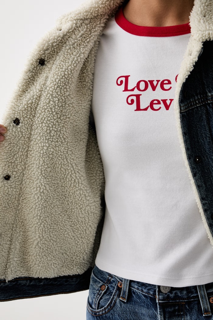 Levi's дънково яке дамско от памук ORIGINAL SHERPA 36136.0140