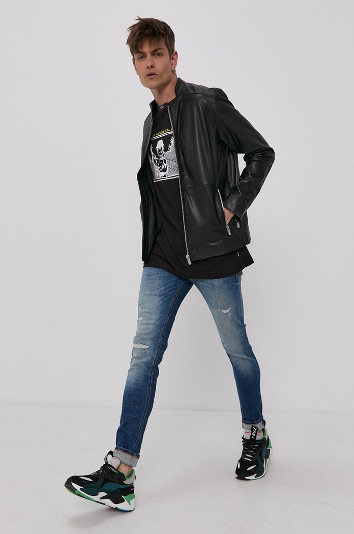 Kožená bunda Jack & Jones 12193268 čierna AA00