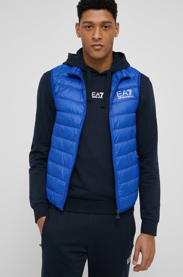 Péřová vesta EA7 Emporio Armani přechodné modrá 8NPQ01.PN29Z