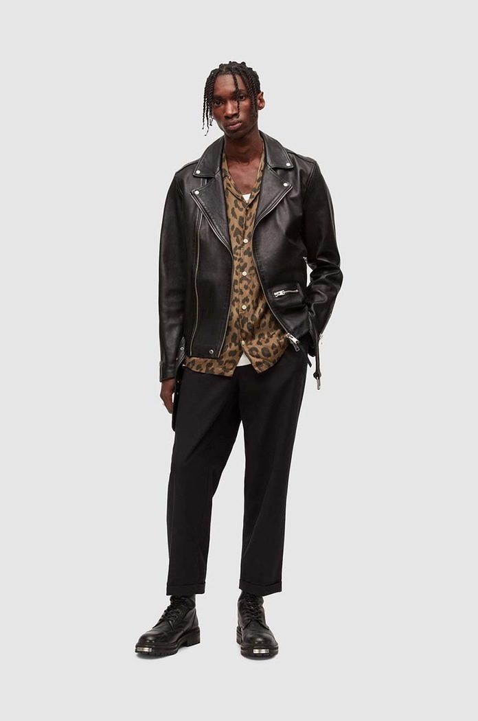 Odzież AllSaints Ramoneska skórzana WICK BIKER ML007P czarny