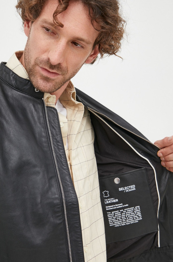Kožená bunda Selected Homme 16085745.Black