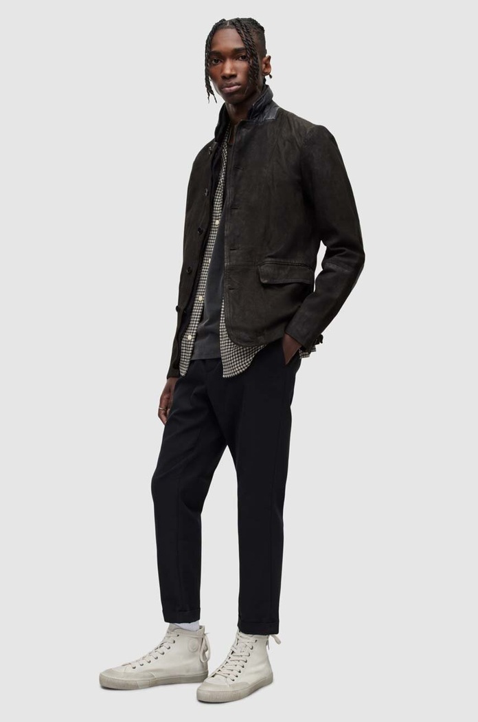 AllSaints ramoneska zamszowa szary ML051D