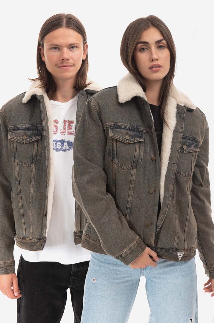 Džínová bunda Guess riflovina hnědá M2BN01.D4S10
