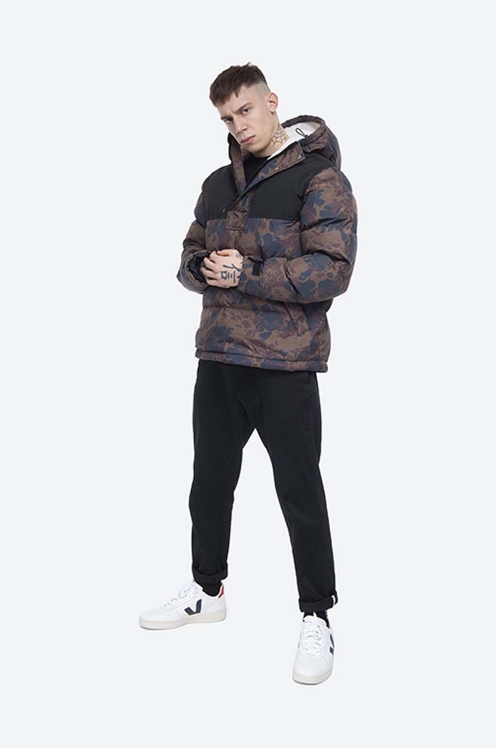 Páperová bunda Wood Andy Down Anorak 12035909-1223 KHAKI AOP 12035909.1223