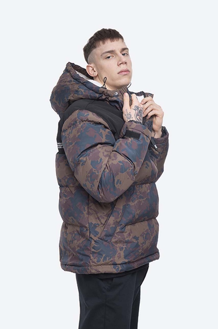 Páperová bunda Wood Andy Down Anorak 12035909-1223 KHAKI AOP 12035909.1223