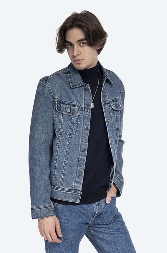A.P.C. kurtka jeansowa Veste Jean Us bez podszewki niebieski COZZK.H02223