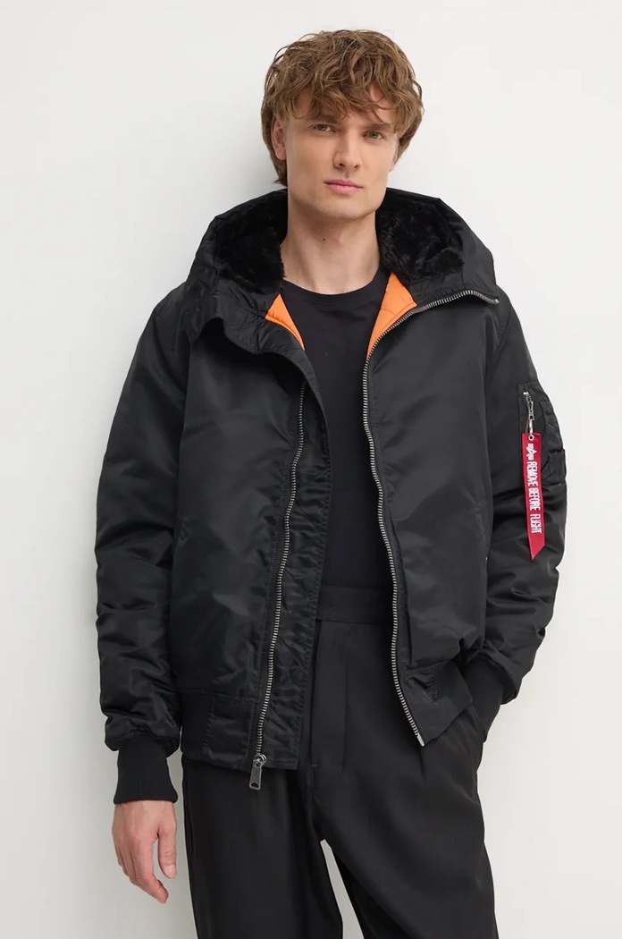 Alpha Industries rövid kabát MA-1 Hooded 15814 3 enyhén szigetelt fekete 158104.03