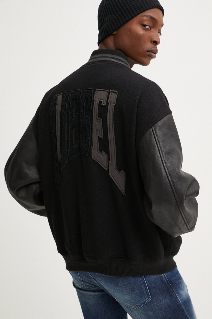 Vlnená bunda bomber Diesel L-NYMAN čierna A14414.0LHAL