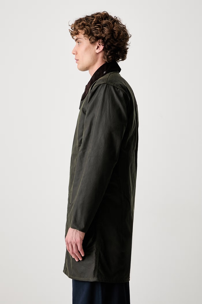 Barbour długa kurtka męska bawełniana zielony MWX0008