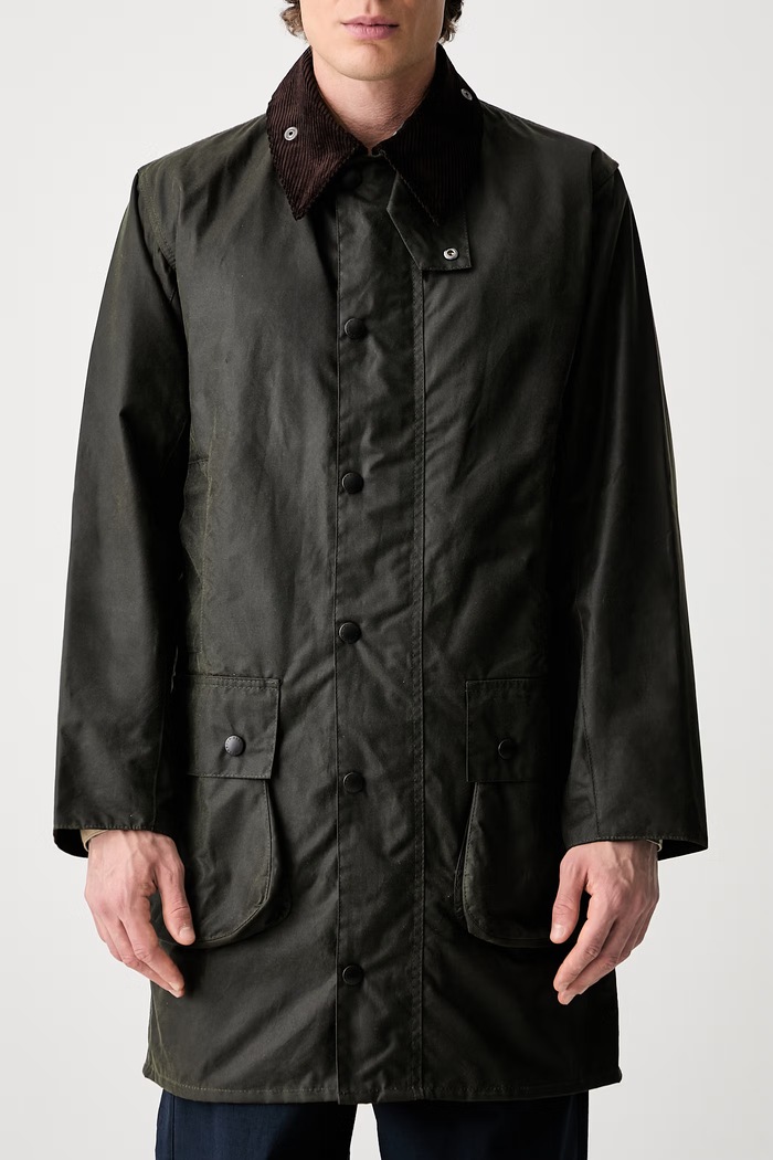 Barbour długa kurtka męska bawełniana MWX0008 zielony