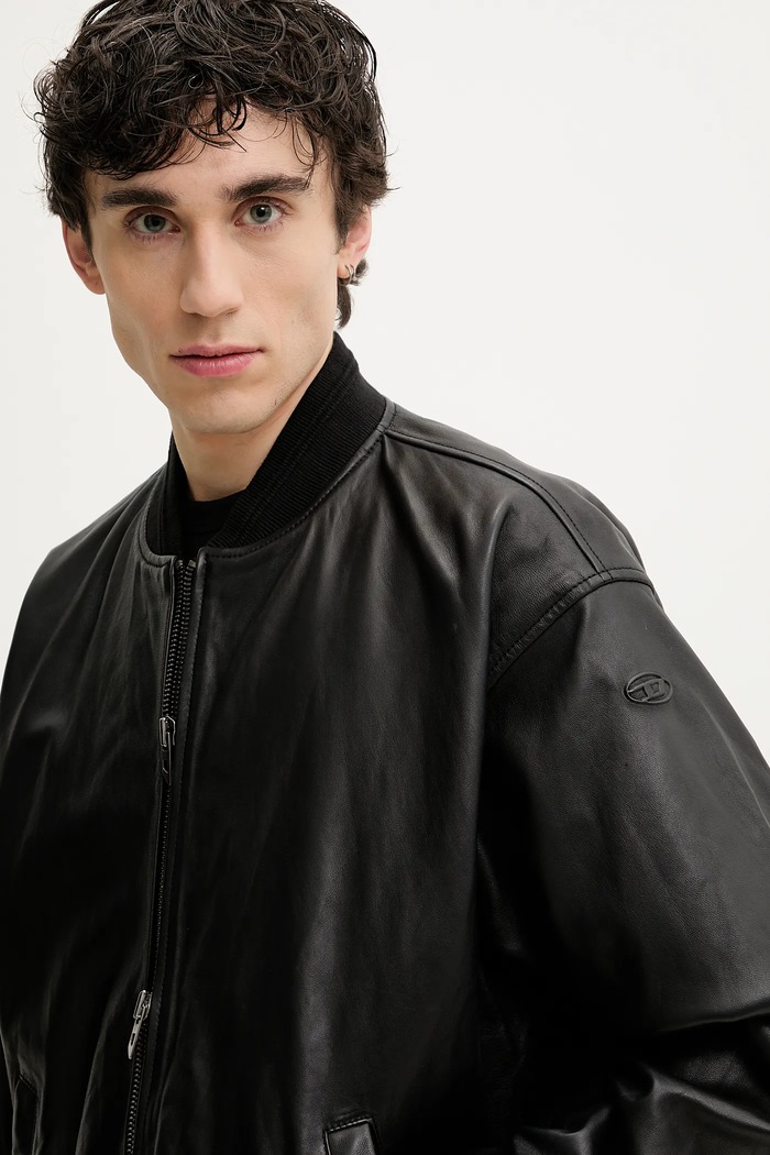 Kožená bunda bomber Diesel L-KHAT JACKET A16865.0PFAH čierna