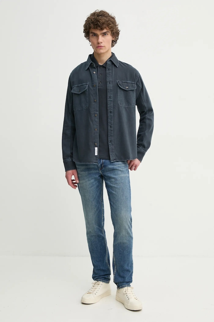Košulja Rag & Bone MED24S0004ZDMI mornarsko plava AA00