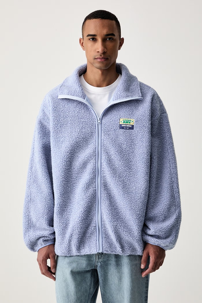 American Vintage bluza rozpinana męska polarowa niebieski MHOK17A