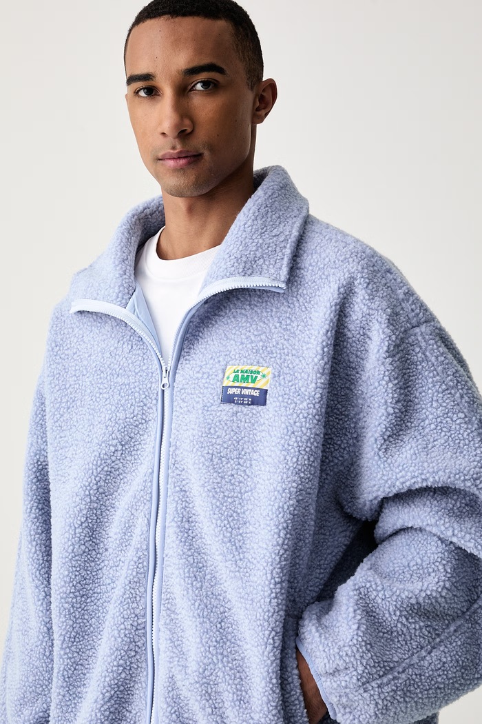 American Vintage bluza rozpinana męska polarowa niebieski MHOK17A