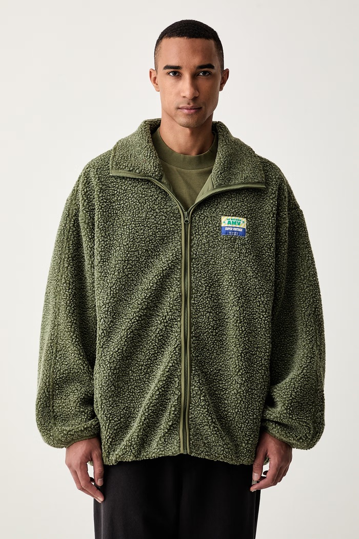 American Vintage bluza rozpinana męska polarowa zielony MHOK17A