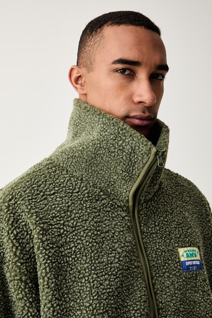 American Vintage bluza rozpinana męska polarowa zielony MHOK17A