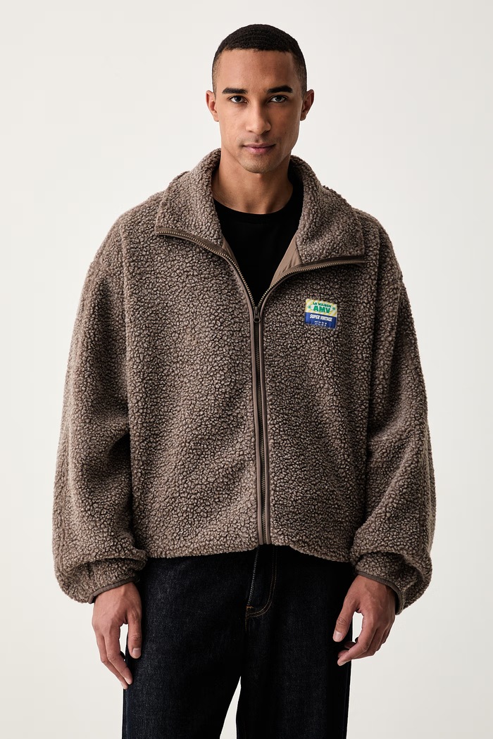 American Vintage bluza rozpinana męska polarowa brązowy MHOK17A