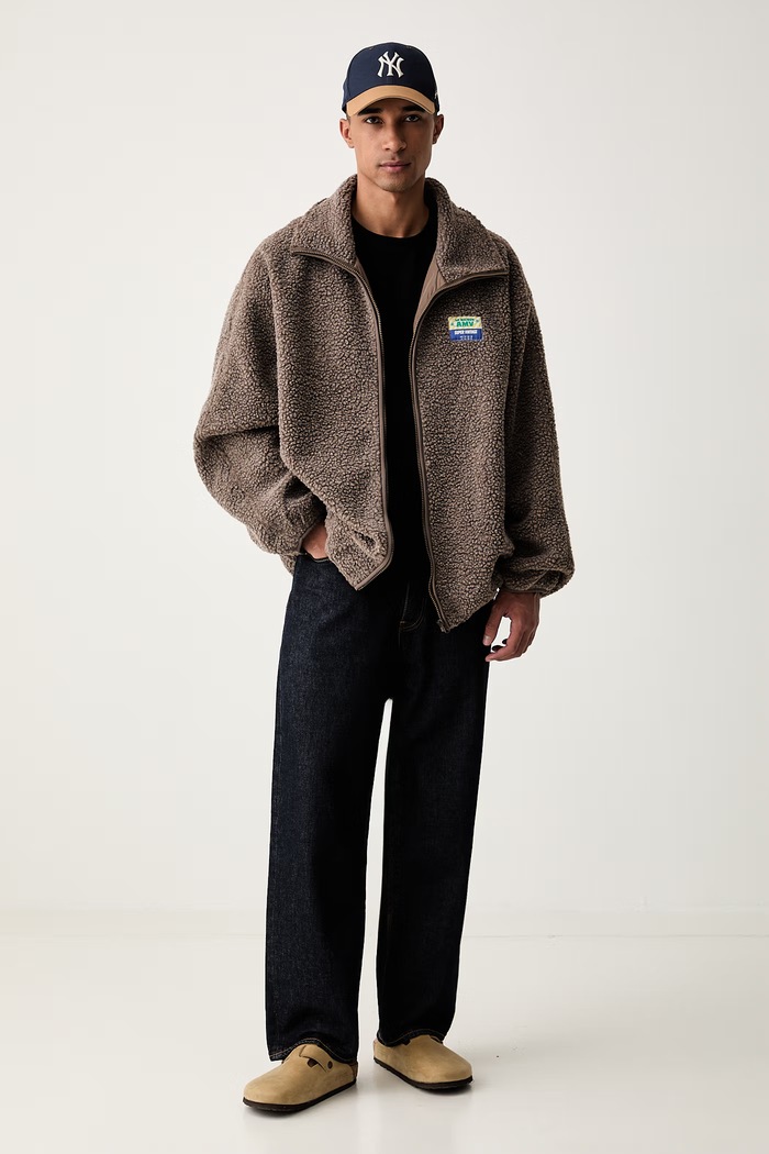 American Vintage bluza rozpinana męska polarowa MHOK17A brązowy AA00