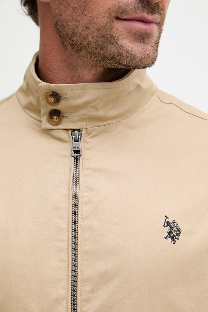 U.S. Polo Assn. prechodná bunda pánska bavlnená Harrington MUP3260 béžová