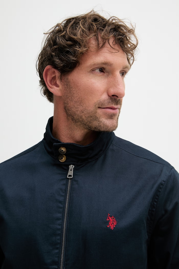 U.S. Polo Assn. prechodná bunda pánska bavlnená Harrington tmavomodrá MUP3260