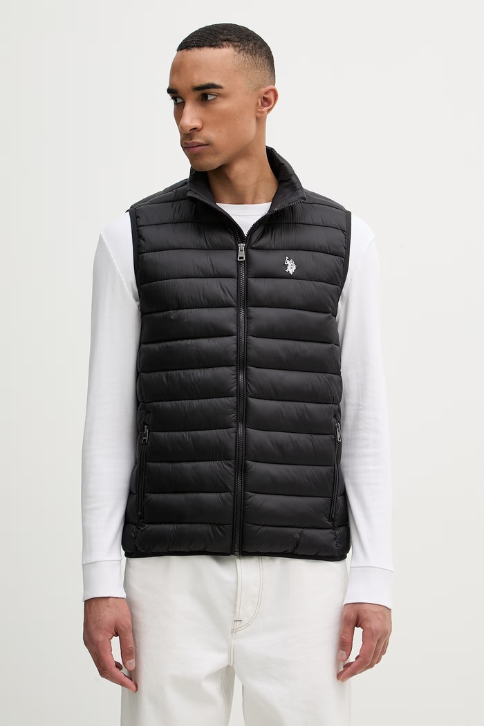 U.S. Polo Assn. vestă pentru bărbați Bound Quilted Gilet negru MUP3267