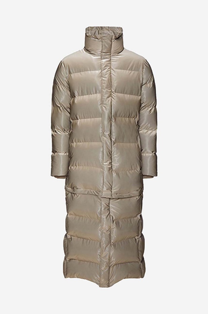 Rains jacket Extra Long Puffer Coat brown 1536.VELVETTAUPE