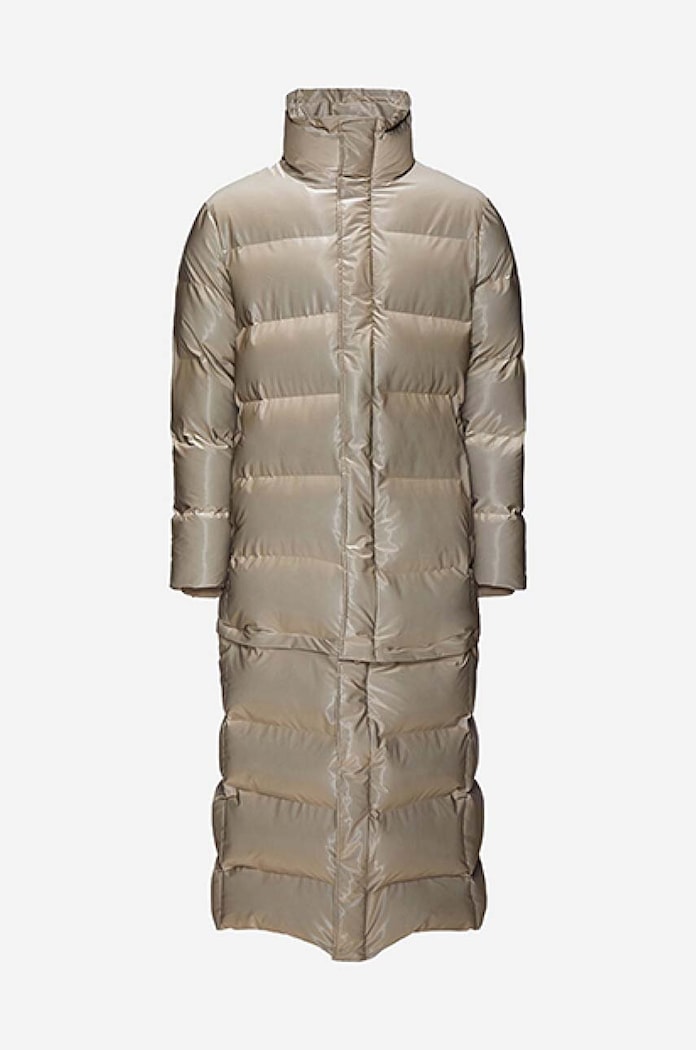 Rains jacket Extra Long Puffer Coat brown 1536.VELVETTAUPE