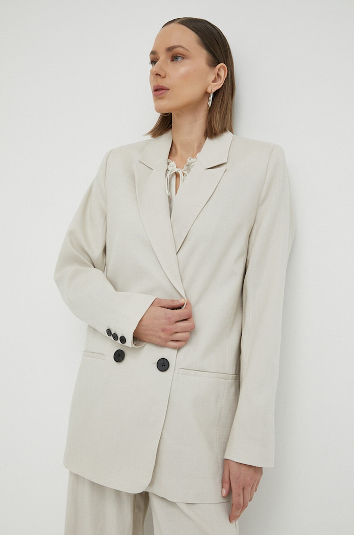 Gestuz giacca in lino misto PaulaGZ tessuto beige 10907024