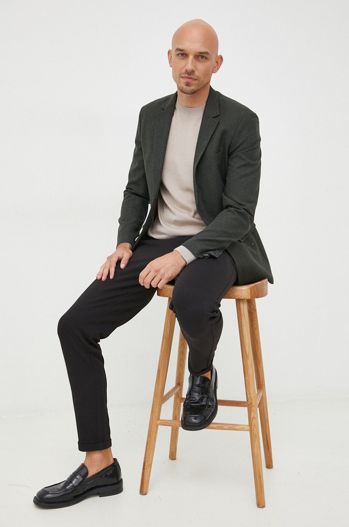 Selected Homme Сако с вълна Selected Homme 16085274.ForestNigh зелен AA00