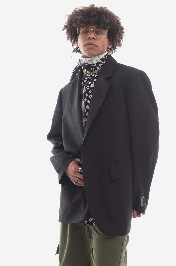 Vlněné sako Ader Error Blazer BMADSSBZ0205BK vlna černá BMADSSBZ0205BK