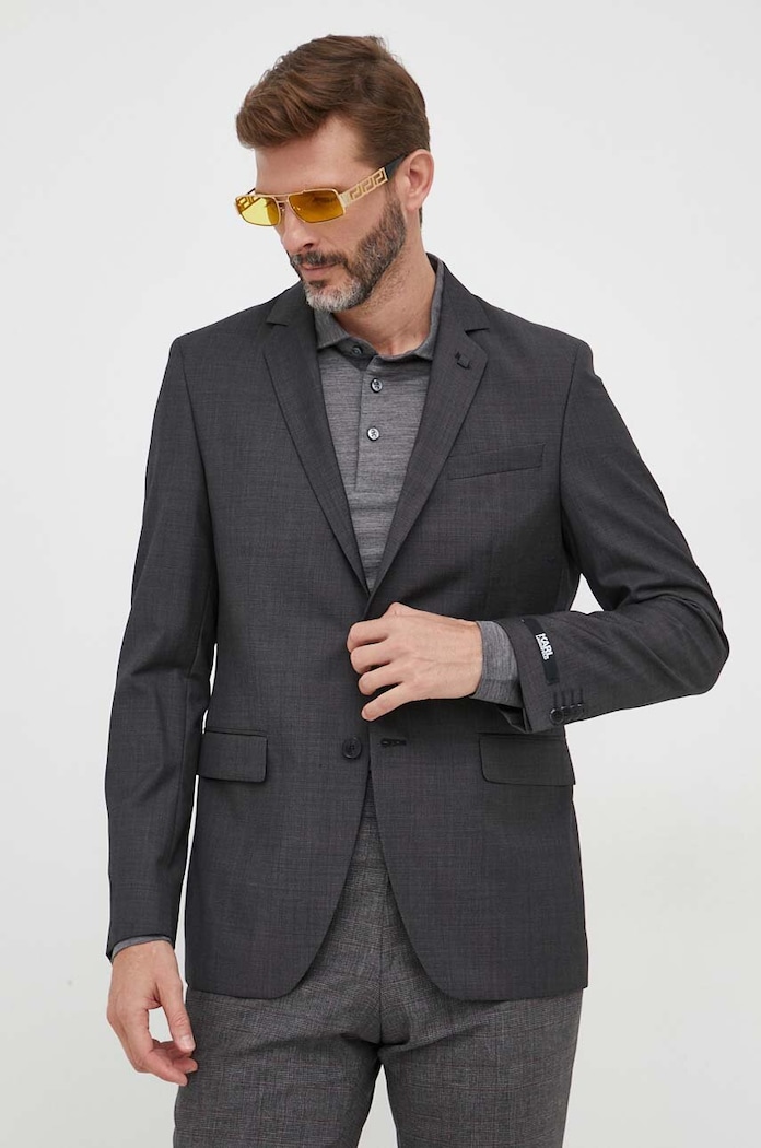 Karl Lagerfeld gyapjú kabát gyapjú szürke 500094.155200