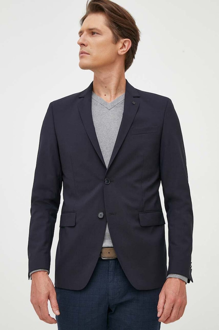 Vlnená bunda Karl Lagerfeld 500099.155200 tmavomodrá AA00