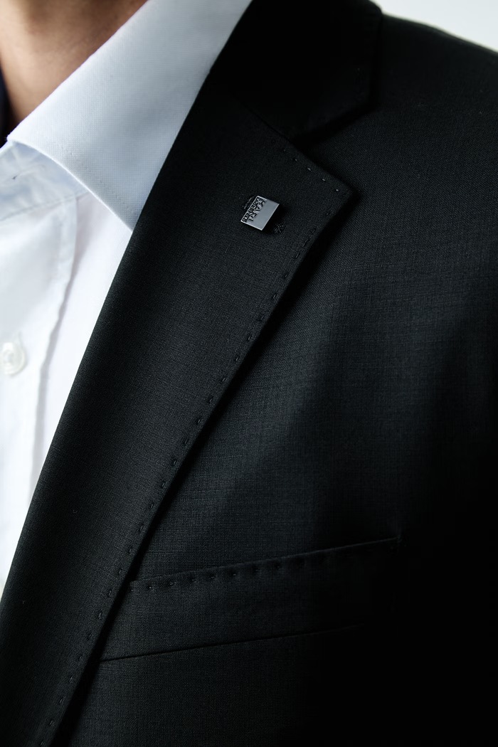Jednořadé sako pánské s příměsí vlny Karl Lagerfeld černá 500090.155601
