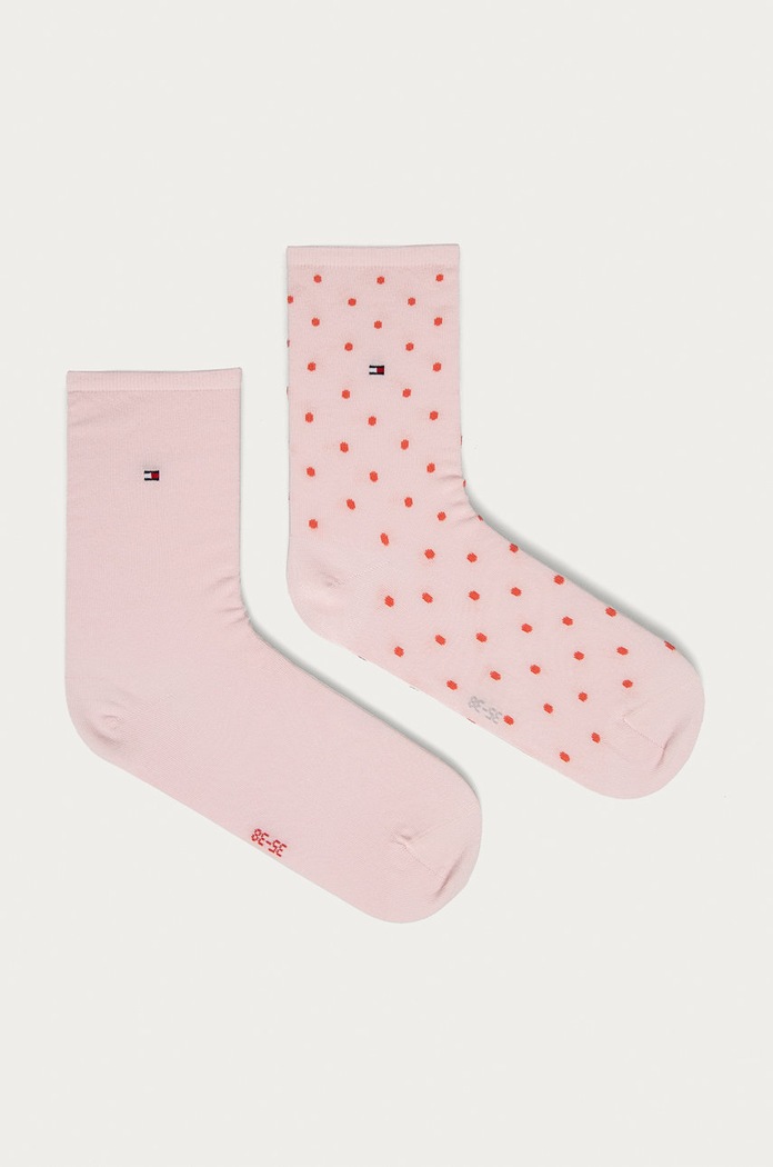 Tommy Hilfiger čarape za žene 2-pack visoke čarape roza 100001493