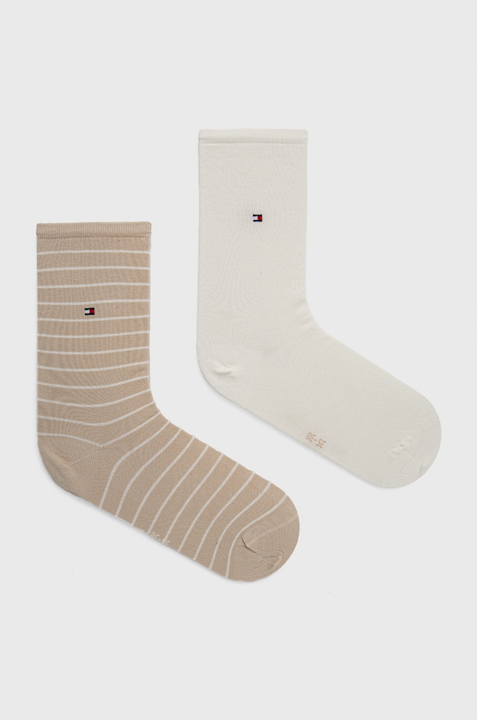 Tommy Hilfiger ponožky dámské 2-pack dlouhé ponožky béžová 100001494