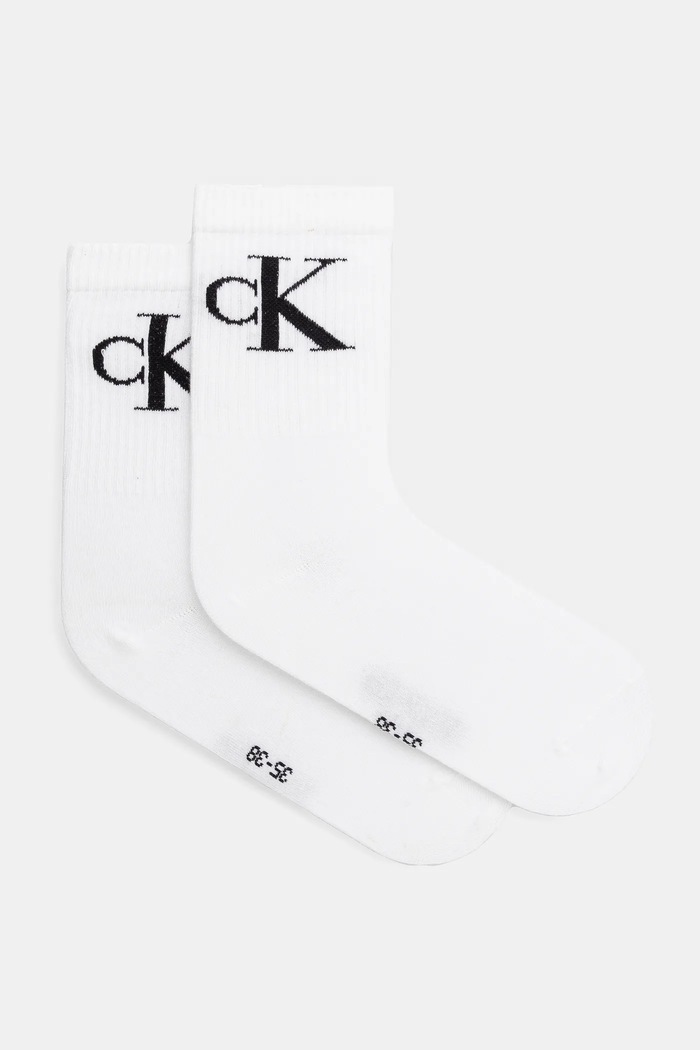 Calvin Klein Jeans șosete pentru femei cu bumbac pachet de 2 sosete lungi alb 701228811.NOS