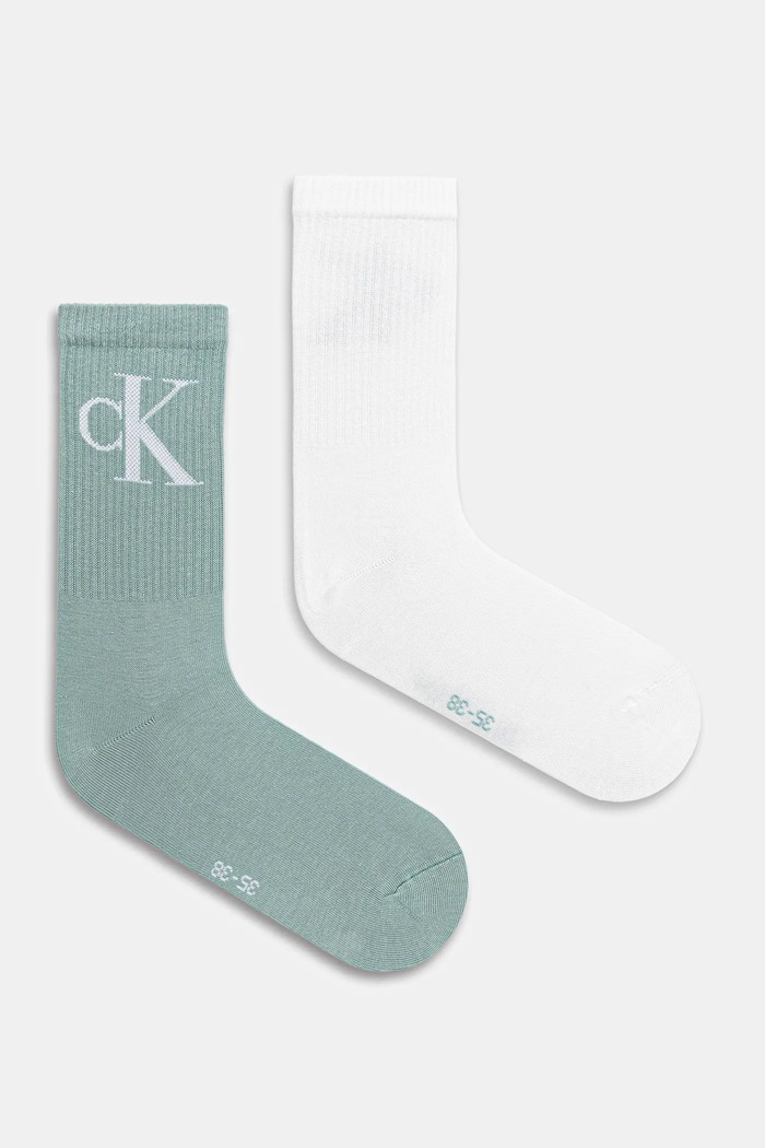 Calvin Klein Jeans șosete pentru femei cu bumbac pachet de 2 sosete lungi verde 701228811.NOS