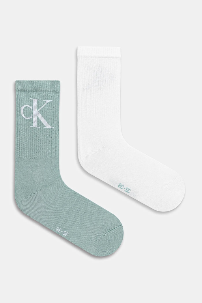 Calvin Klein Jeans șosete pentru femei cu bumbac pachet de 2 sosete lungi verde 701228811.NOS