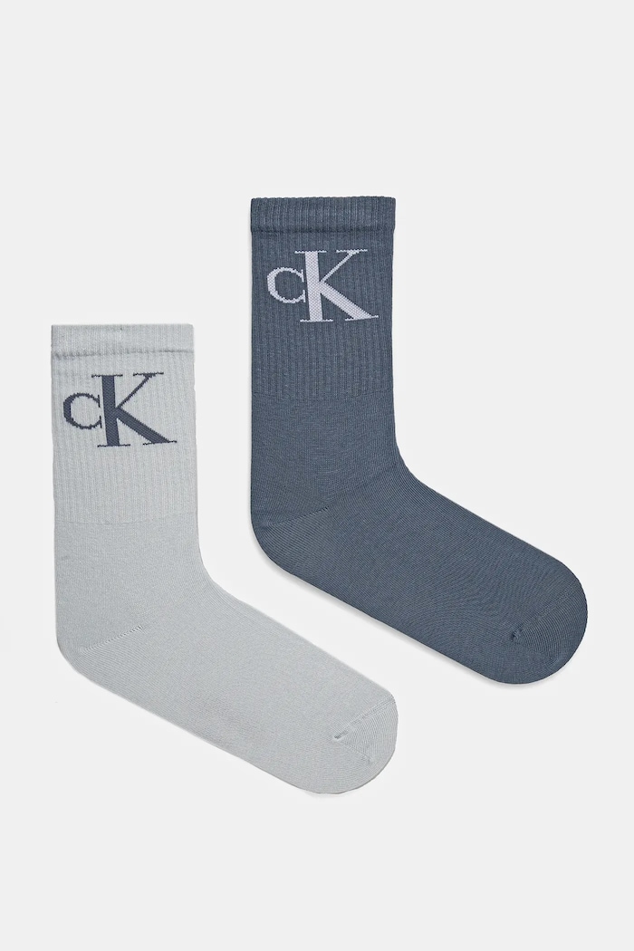 Calvin Klein Jeans ponožky dámské s bavlnou 2-pack dlouhé ponožky modrá 701228811.NOS